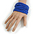 Lapis Blue Glass Bead Multistrand Flex Bracelet With Wooden Closure - 18cm L - view 4