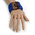 Lapis Blue Glass Bead Multistrand Flex Bracelet With Wooden Closure - 18cm L - view 5