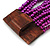 Purple Glass Bead Multistrand Flex Bracelet With Wooden Closure - 19cm L - view 8