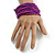 Purple Glass Bead Multistrand Flex Bracelet With Wooden Closure - 19cm L - view 4