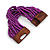 Purple Glass Bead Multistrand Flex Bracelet With Wooden Closure - 19cm L - view 2
