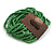 Apple Green Glass Bead Multistrand Flex Bracelet With Wooden Closure - 18cm L - view 4