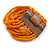 Orange Glass Bead Multistrand Flex Bracelet With Wooden Closure - 18cm L - view 5