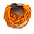 Orange Glass Bead Multistrand Flex Bracelet With Wooden Closure - 18cm L - view 6