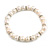 8-10mm Cream Freshwater Pearl Crystal Rings Flex Bracelet (Medium)