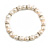 8-10mm Cream Freshwater Pearl Crystal Rings Flex Bracelet (Medium) - view 2