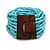 Turquoise Coloured Glass Bead Multistrand Flex Bracelet With Wooden Closure - 18cm L - view 2