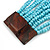 Turquoise Coloured Glass Bead Multistrand Flex Bracelet With Wooden Closure - 18cm L - view 7
