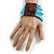 Turquoise Coloured Glass Bead Multistrand Flex Bracelet With Wooden Closure - 18cm L - view 5