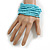 Turquoise Coloured Glass Bead Multistrand Flex Bracelet With Wooden Closure - 18cm L - view 4
