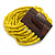 Banana Yellow Glass Bead Multistrand Flex Bracelet With Wooden Closure - 18cm L - view 7