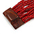 Maroon Glass Bead Multistrand Flex Bracelet With Wooden Closure - 18cm L - view 8