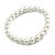 8mm/ White Glass Faux Pearl Bead Flex Bracelet - Size M - view 2