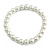8mm/ White Glass Faux Pearl Bead Flex Bracelet - Size M - view 6
