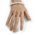8mm/ White Glass Faux Pearl Bead Flex Bracelet - Size M - view 3