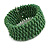 Fancy Apple Green Glass Bead Flex Cuff Bracelet - Adjustable - view 4