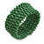 Fancy Apple Green Glass Bead Flex Cuff Bracelet - Adjustable - view 6