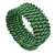 Fancy Apple Green Glass Bead Flex Cuff Bracelet - Adjustable - view 2
