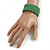 Fancy Apple Green Glass Bead Flex Cuff Bracelet - Adjustable - view 3
