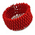 Fancy Red Glass Bead Flex Cuff Bracelet - Adjustable - view 4