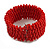 Fancy Red Glass Bead Flex Cuff Bracelet - Adjustable - view 5
