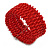Fancy Red Glass Bead Flex Cuff Bracelet - Adjustable - view 6