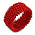 Fancy Red Glass Bead Flex Cuff Bracelet - Adjustable