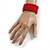 Fancy Red Glass Bead Flex Cuff Bracelet - Adjustable - view 3