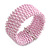 Fancy Light Pink Glass Bead Flex Cuff Bracelet - Adjustable - view 2