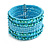Bohemian Wide Beaded Cuff Bangle with Sequin (Light Blue/ Turquoise) - Adjustable - view 6