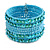 Bohemian Wide Beaded Cuff Bangle with Sequin (Light Blue/ Turquoise) - Adjustable