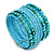 Bohemian Wide Beaded Cuff Bangle with Sequin (Light Blue/ Turquoise) - Adjustable - view 2