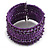 Bohemian Wide Beaded Cuff Bangle with Sequin (Deep Purple) - Adjustable - view 8