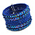 Bohemian Wide Beaded Cuff Bangle with Sequin (Lapis Blue) - Adjustable - view 2