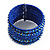 Bohemian Wide Beaded Cuff Bangle with Sequin (Lapis Blue) - Adjustable - view 3