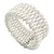 Fancy Snow White Glass Bead Flex Cuff Bracelet - Adjustable
