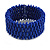 Fancy Blue Glass Bead Flex Cuff Bracelet - Adjustable - view 2