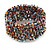 Fancy Multicoloured Glass Bead Flex Cuff Bracelet - Adjustable - view 7