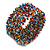 Fancy Multicoloured Glass Bead Flex Cuff Bracelet - Adjustable - view 2