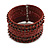 Bohemian Wide Beaded Cuff Bangle with Sequin (Brown) - Adjustable - view 4