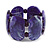 Chunky Resin and Wood Bead Wide Flex Bracelet in Dark Purple/ White - M/ L