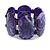 Chunky Resin and Wood Bead Wide Flex Bracelet in Dark Purple/ White - M/ L - view 2