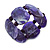 Chunky Resin and Wood Bead Wide Flex Bracelet in Dark Purple/ White - M/ L - view 4