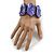 Chunky Resin and Wood Bead Wide Flex Bracelet in Dark Purple/ White - M/ L - view 3
