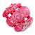 Chunky Pink/White Resin and Deep Pink Wood Bead Wide Flex Bracelet - M/ L - view 7