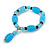 Light Blue/Black Glass and Ceramic Bead Charm Flex Bracelet - 19cm Long - Size M - view 4