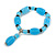 Light Blue/Black Glass and Ceramic Bead Charm Flex Bracelet - 19cm Long - Size M - view 6