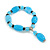 Light Blue/Black Glass and Ceramic Bead Charm Flex Bracelet - 19cm Long - Size M - view 2