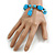 Light Blue/Black Glass and Ceramic Bead Charm Flex Bracelet - 19cm Long - Size M - view 3