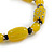 Yellow/ Black Glass and Ceramic Bead Charm Flex Bracelet - 18cm Long - view 5
